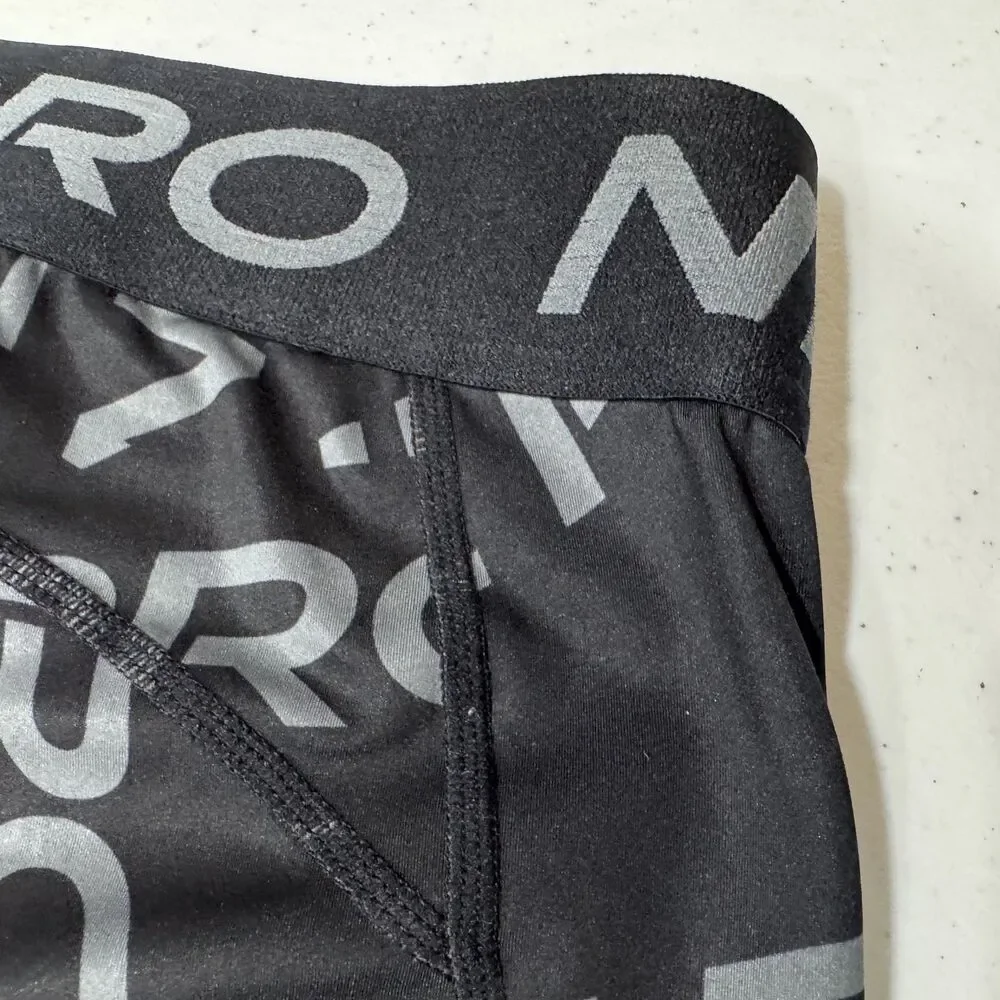 Nike Pro Compression Shorts Small Black Gray Logo Athletic Training FB6457-010
